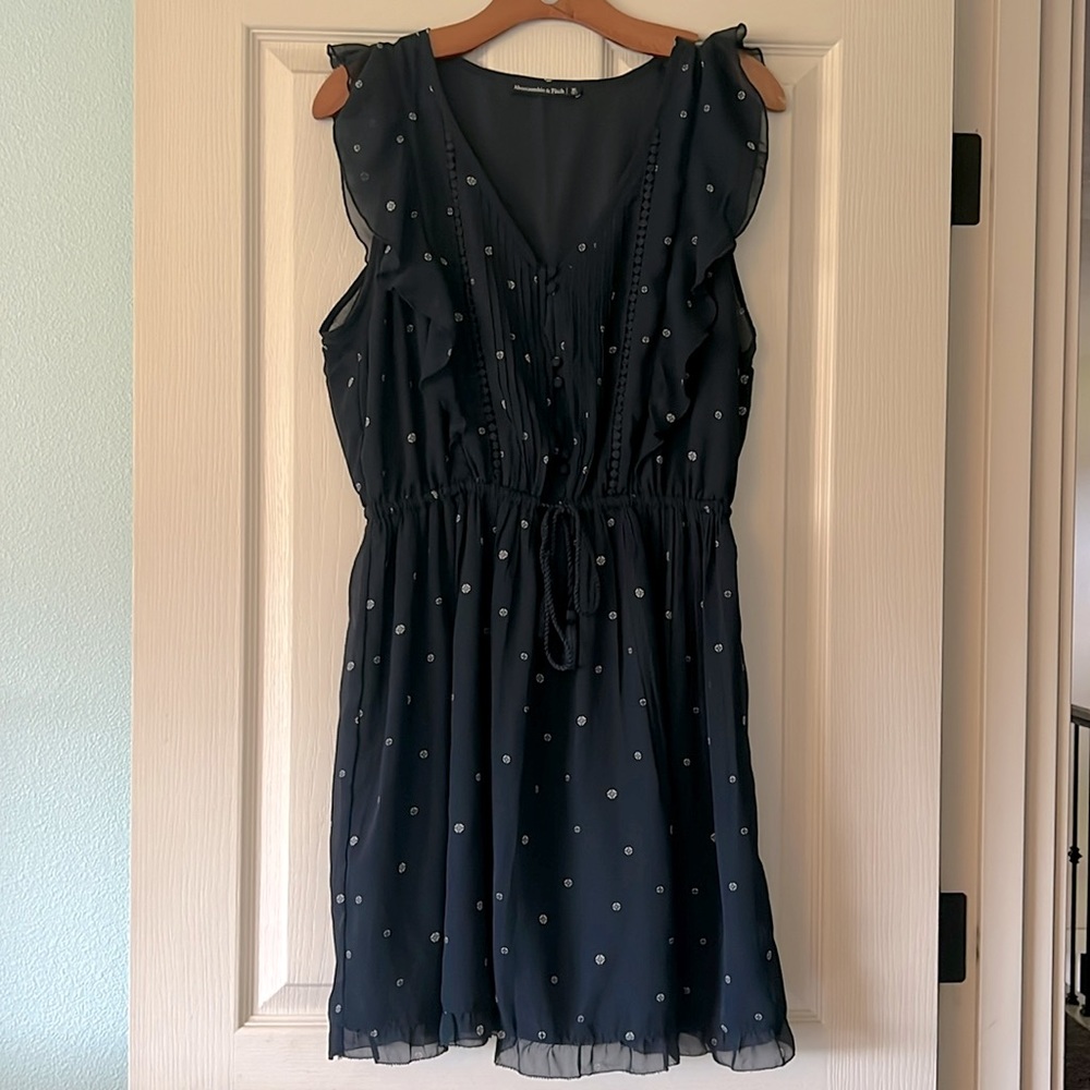 Abercrombie & Fitch XL navy mini dress with tie waist